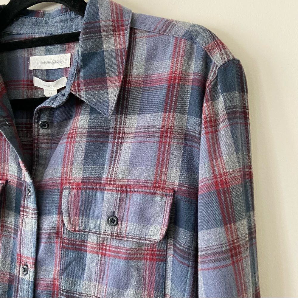 Nwt-treasure & Bond Raw Hem 100% Cotton Flannel - Picture 5 of 13